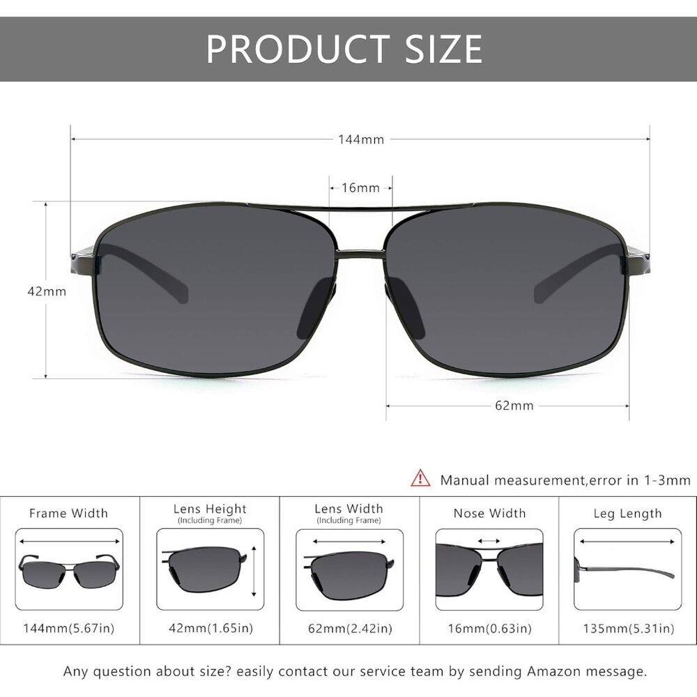 HD Polarized Rectangular Sunglasses - Unbreakable… - image 5
